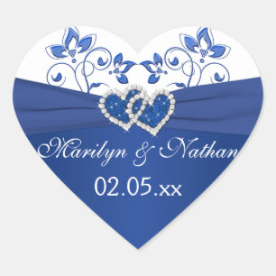 Royal Blue and White Joined Hearts Sticker 2