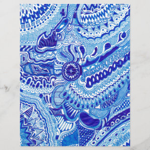 Royal Blue and White Ming style pattern art