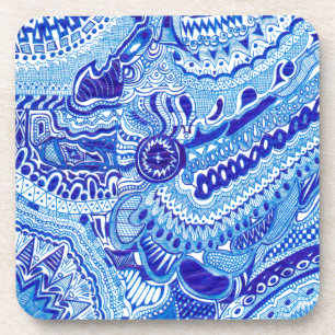 Royal Blue and White Ming style pattern art Coaster