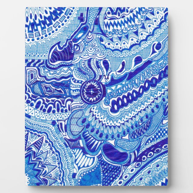Royal Blue and White Ming style pattern art Plaque (Front)