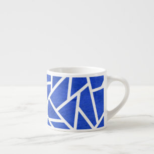 Royal blue and white mosaic pattern espresso cup