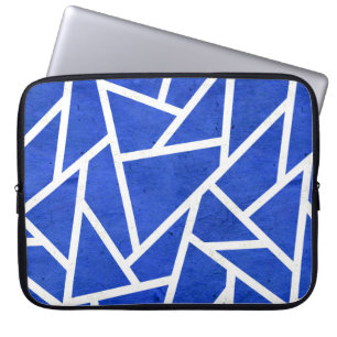 Royal blue and white mosaic pattern laptop sleeve