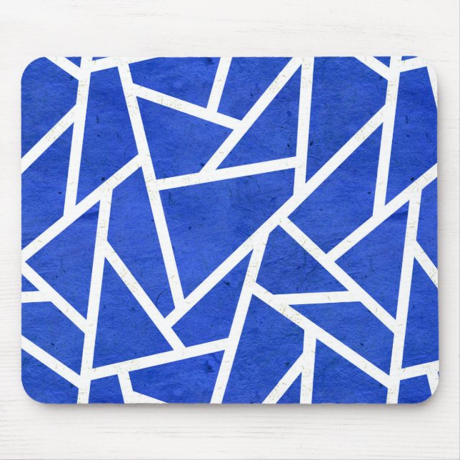 Royal blue and white mosaic pattern mouse pad (Front)