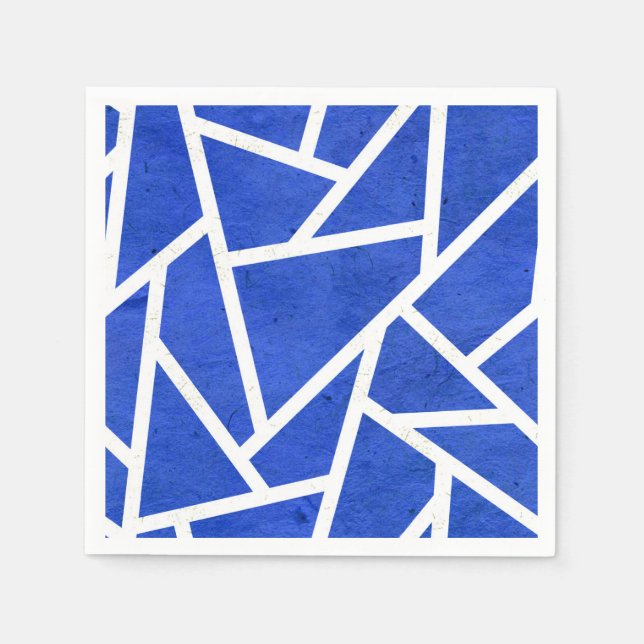 Royal blue and white mosaic pattern napkin (Front)