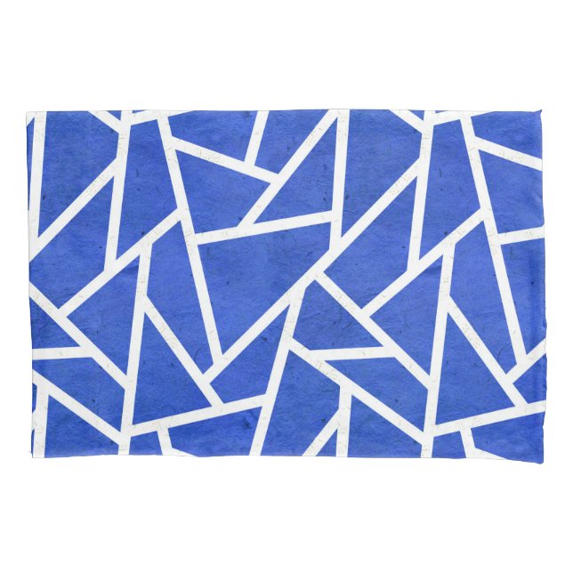 Royal blue and white mosaic pattern pillowcase (Front)