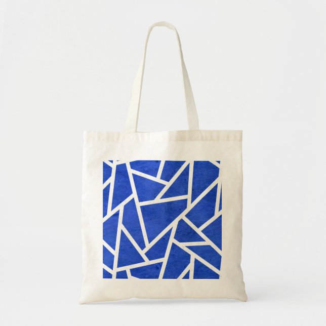 Royal blue and white mosaic pattern tote bag (Front)