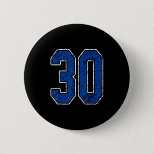 Royal Blue And White Number 30 Jersey Player Unifo 6 Cm Round Badge
