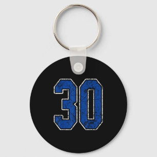 Royal Blue And White Number 30 Jersey Player Unifo Key Ring