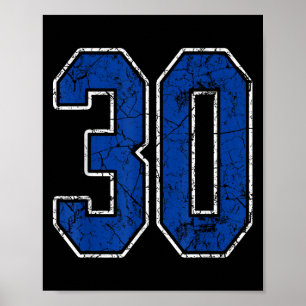 Royal Blue And White Number 30 Jersey Player Unifo Poster