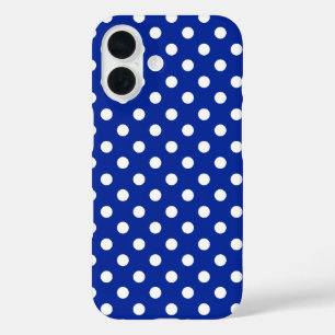 Royal Blue and White Polka Dot iPhone 16 Case