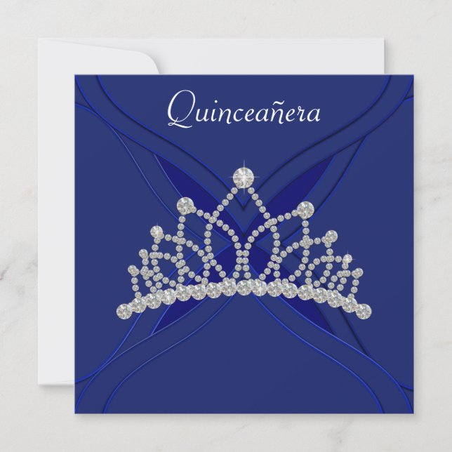 Royal Blue and White Quinceanera Invitations (Front)