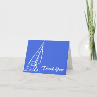 Royal Blue and White Sailing; Sail Boat Thank You Card