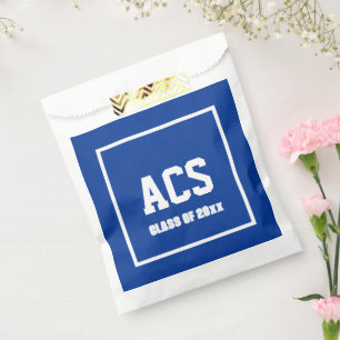 Royal Blue and White School Colours and Letters Favour Bag