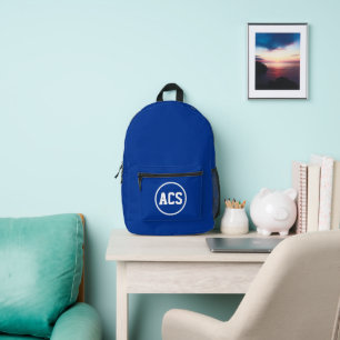 Royal Blue and White School Colours and Letters Printed Backpack