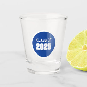 Royal Blue and White School Colours Class Year Shot Glass