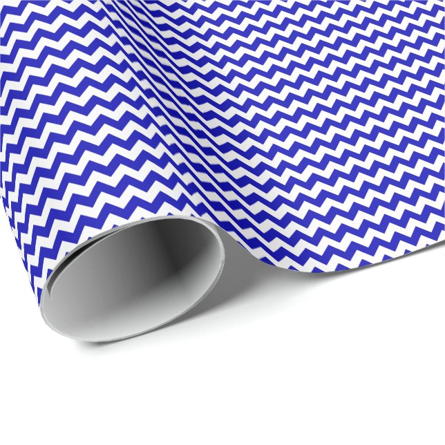 Royal Blue and White Small Chevron Wrapping Paper (Roll Corner)