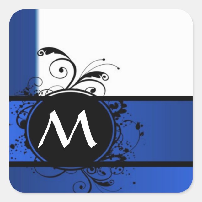 Royal blue and white square sticker (Front)