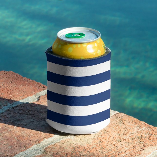 Royal Blue and White Stripes Can Cooler (In Situ Pool)