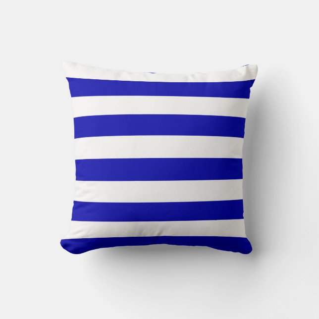 Royal Blue and White Stripes Cushion (Front)