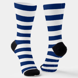 Royal Blue and White Stripes Socks