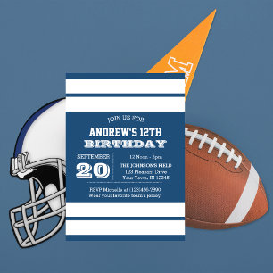 Royal Blue and White Team Birthday Invitation