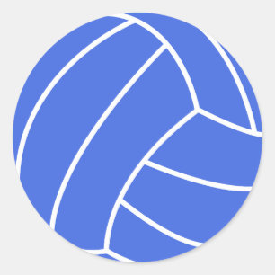 Royal Blue and White Volleyball Classic Round Sticker