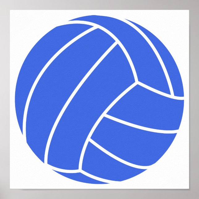 Royal Blue and White Volleyball Poster (Front)