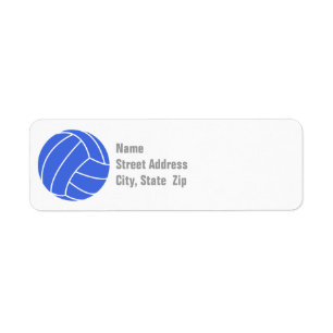 Royal Blue and White Volleyball Return Address Label