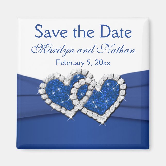Royal Blue and White Wedding Favour Magnet (Front)