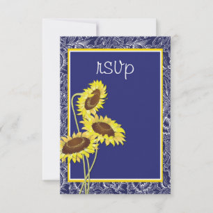 Royal Blue and Yellow Sunflowers RSVP