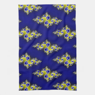 Royal Blue and Yellow Swirls Tea Towel