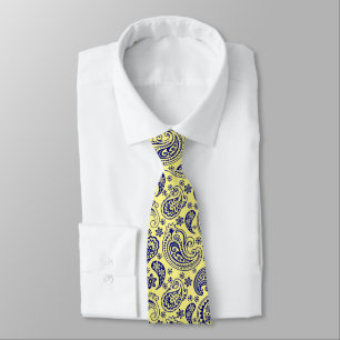 Royal Blue And Yellow Vintage Paisley Pattern Tie