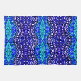 royal blue aqua hippie tiedye rug pattern tea towel