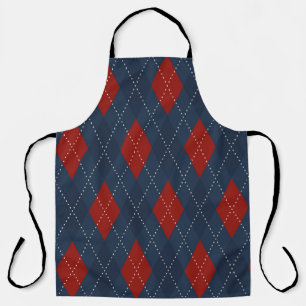 Royal Blue Argyle Christmas Pattern Apron