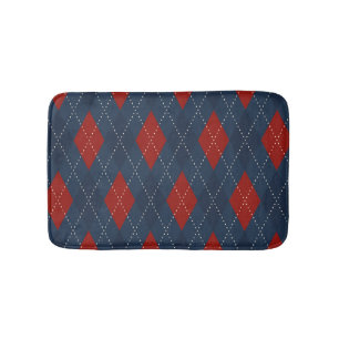 Royal Blue Argyle Christmas Pattern Bath Mat