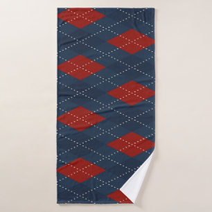 Royal Blue Argyle Christmas Pattern Bath Towel
