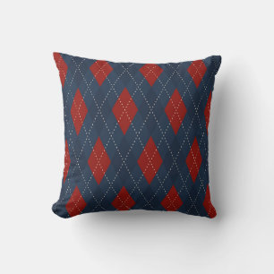 Royal Blue Argyle Christmas Pattern Cushion