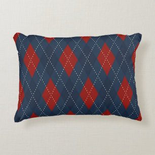 Royal Blue Argyle Christmas Pattern Decorative Cushion