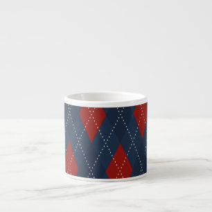 Royal Blue Argyle Christmas Pattern Espresso Cup