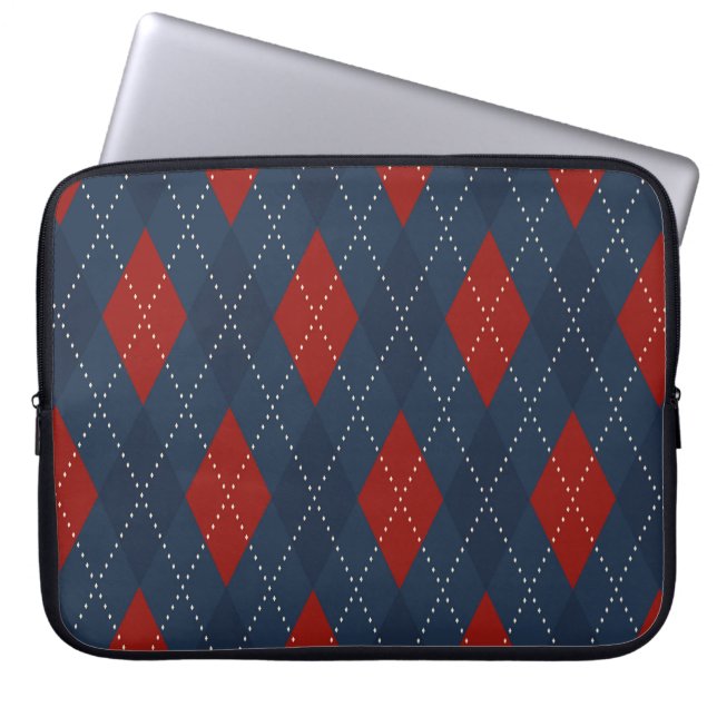 Royal Blue Argyle Christmas Pattern Laptop Sleeve (Front)