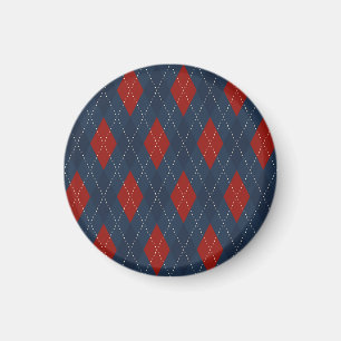 Royal Blue Argyle Christmas Pattern Magnet