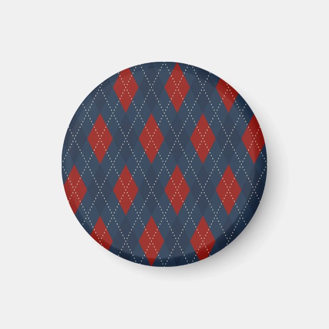 Royal Blue Argyle Christmas Pattern Magnet (Front)