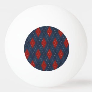 Royal Blue Argyle Christmas Pattern Ping Pong Ball