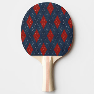 Royal Blue Argyle Christmas Pattern Ping Pong Paddle