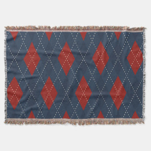 Royal Blue Argyle Christmas Pattern Throw Blanket