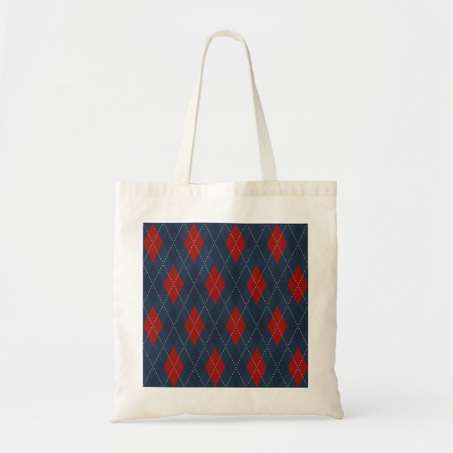 Royal Blue Argyle Christmas Pattern Tote Bag (Front)