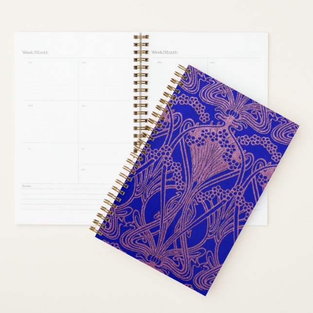 Royal blue,Art nouveau pattern,royal purple, flora Planner (Display)