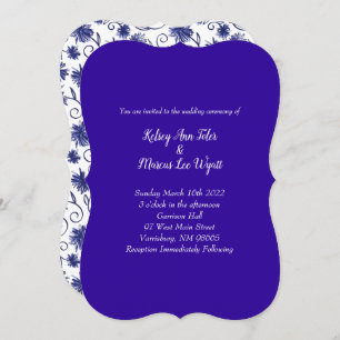 Royal Blue Aster Flower Wedding Invitations