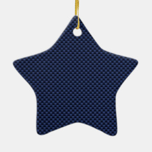 Royal Blue Automotive Carbon Fibre Decor Print Ceramic Ornament