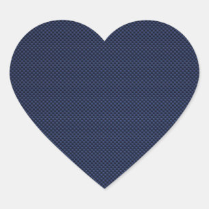 Royal Blue Automotive Carbon Fibre Weave Print Heart Sticker